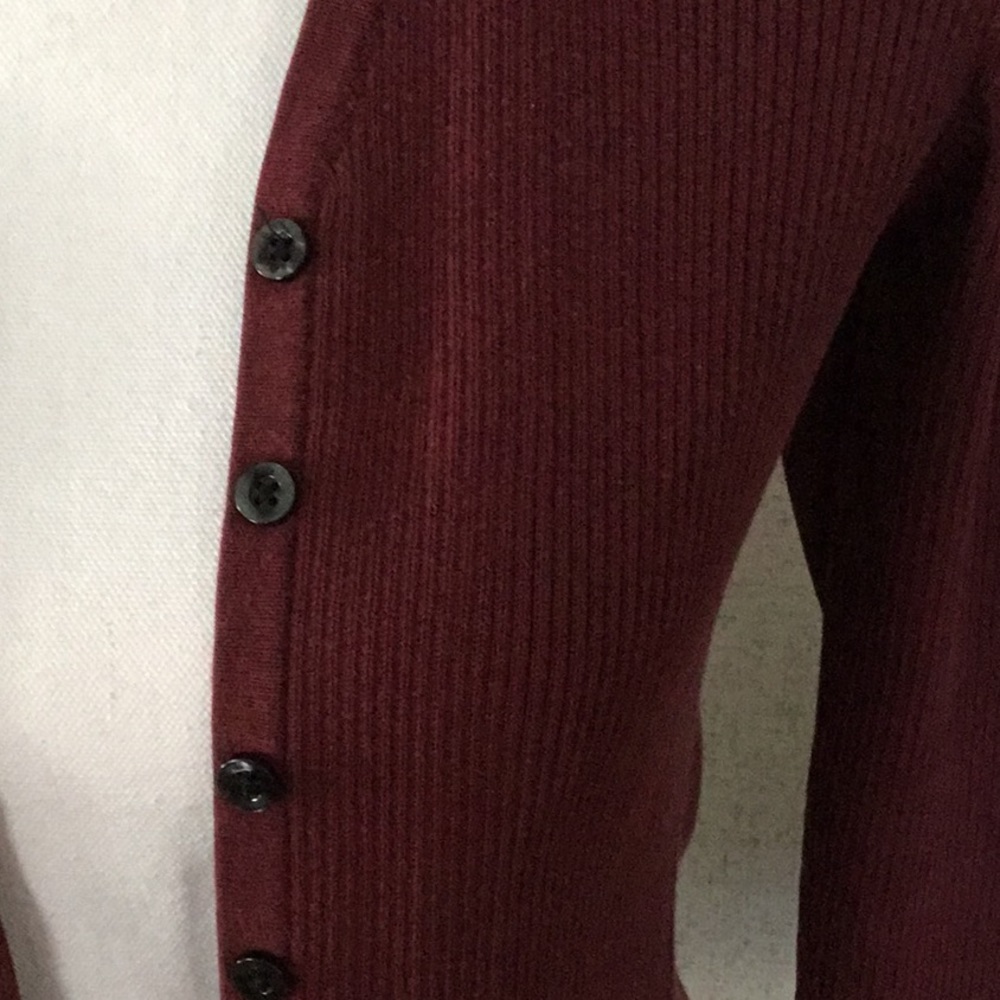 Gap wine colored buttoned up the front long sleeved ribbed sweater-cover… - Picture 5 of 14